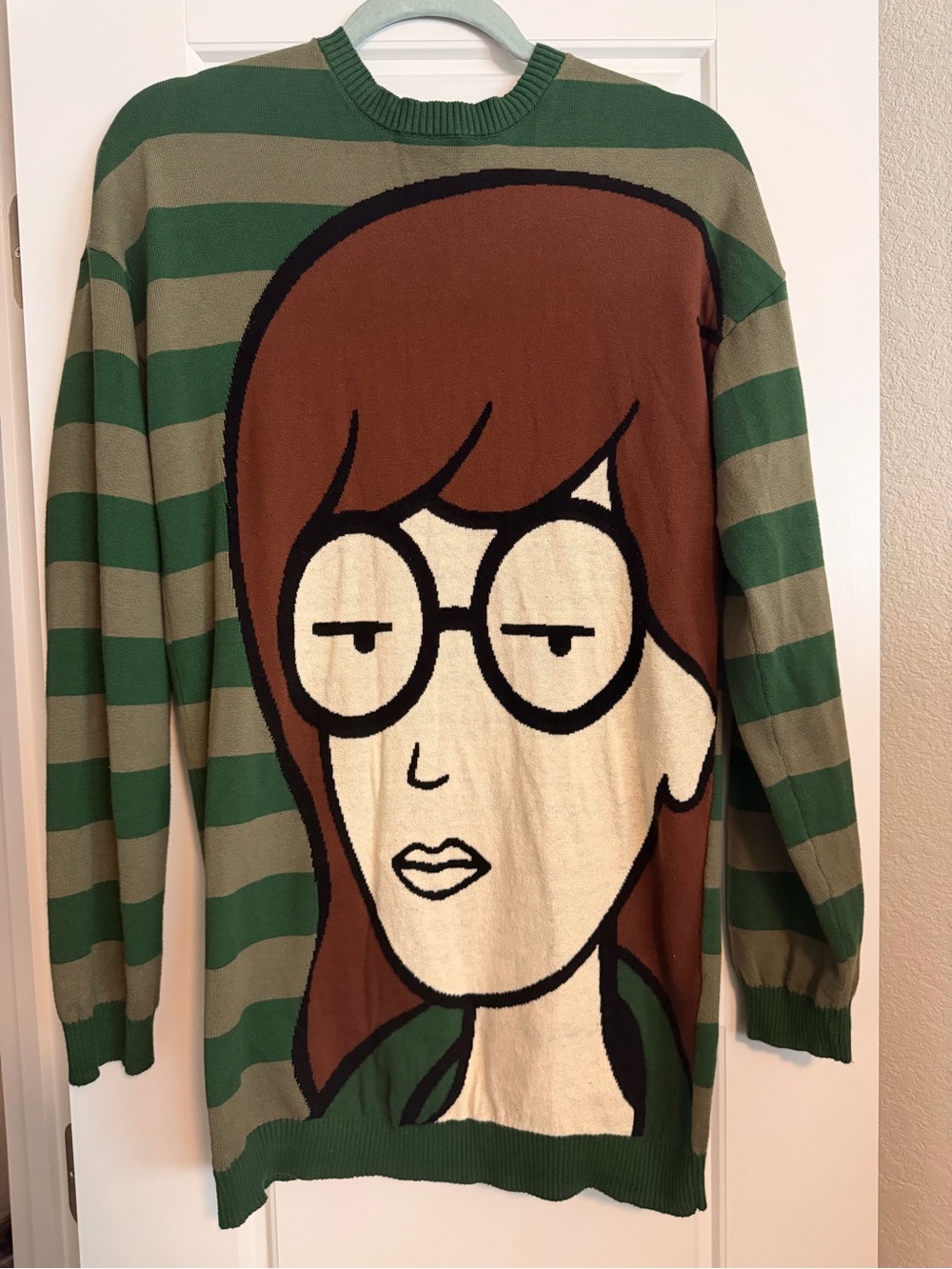 Dolls Kill Daria Green Striped Oversized Sweater
